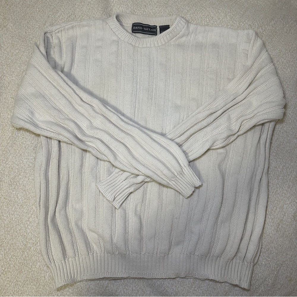 David Taylor Men's Ivory Crewneck Sweater